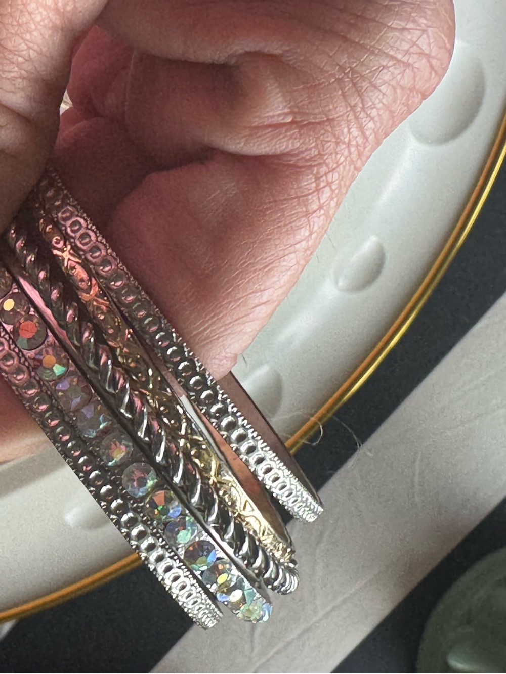 Stackable Silver-Tone Crystal Bangle Bracelets - Women's Jewelry